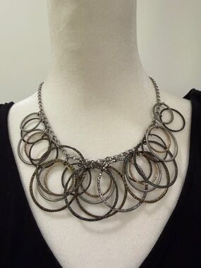 Multi-Tone Mixed Metals Hoop Statement Necklace - Women Jewelry